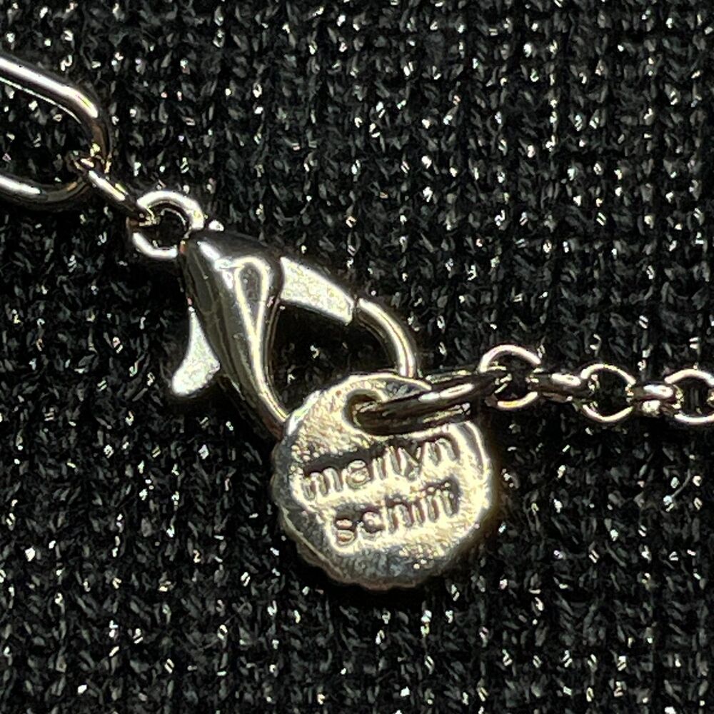 ~ Marlyn Schiff Pave Link Necklace 16-18" Silvertone / Cubic Zirconia - Picture 6 of 15